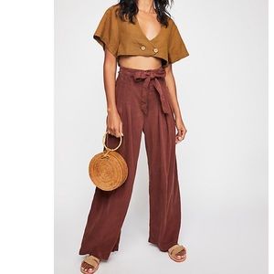 Free People Dwell On Wide Leg Brick Pants 4 Cedar